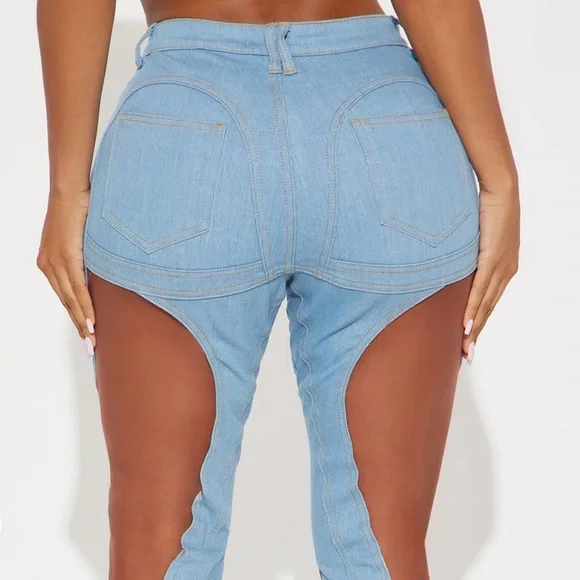 Fashion Nova Blue and Brown Boot Cut Jeans - Picture 4 of 5